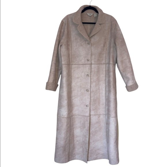 - J Jill Faux Shearling Long Coat  winter Jacket  EUC 🖤 gorgeous size M - Picture 3 of 15